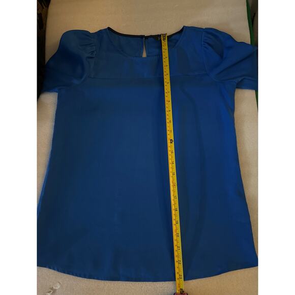 J Crew Factory Blue Long Sleeve Blouse XXS Corporate Siren Dopamine Minimalist - Picture 8 of 8